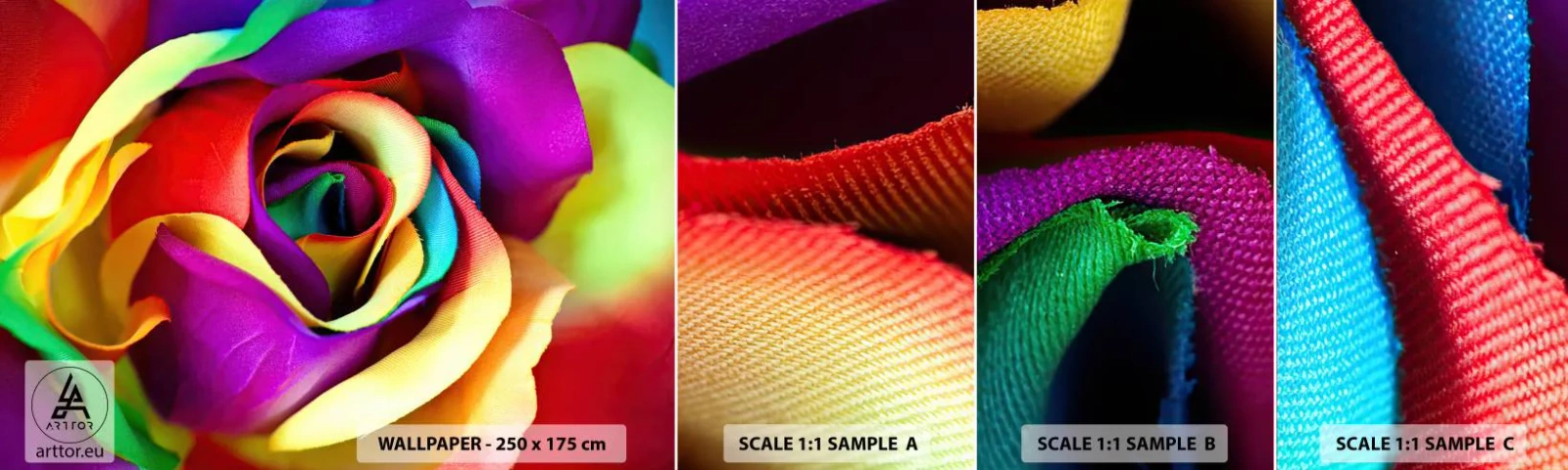 Photo Wallpaper Sample Standard Eco - It's Impossible - Abstraction, Flower, Colorful Rose - 100x30 cm