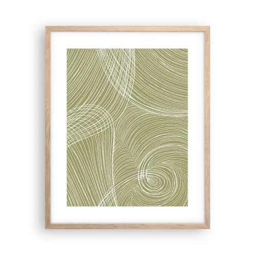 Poster in light oak frame - Intricate Abstract in White - 40x50 cm