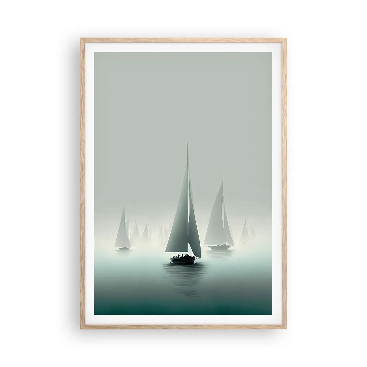Poster in light oak frame - Built from Fog - 70x100 cm
