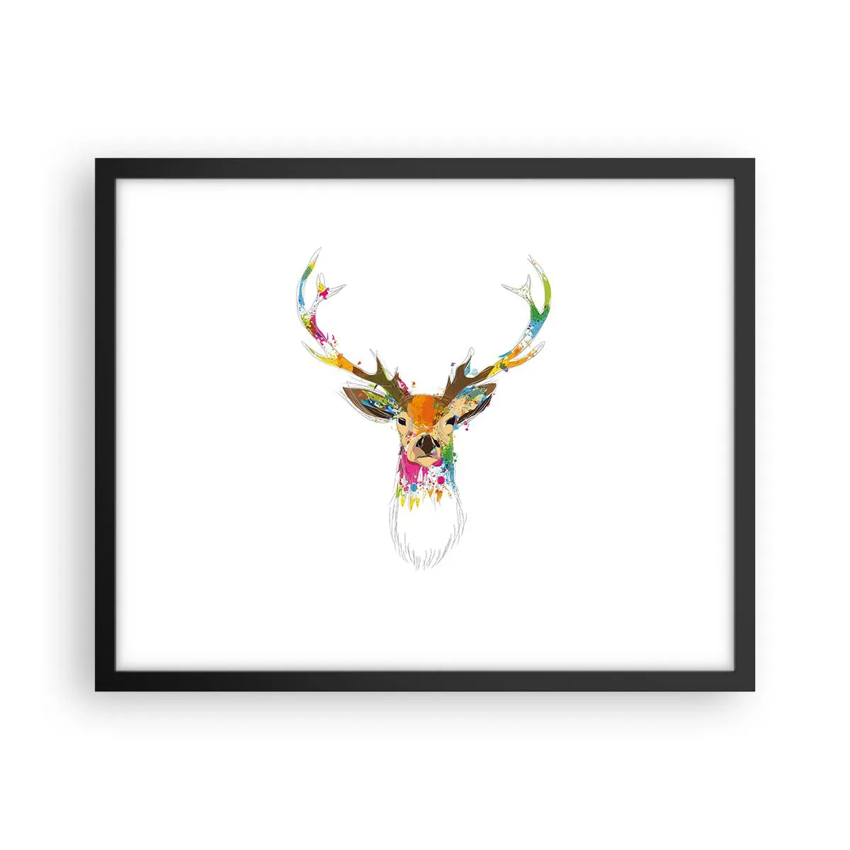 Poster in black frame - Deer Bathed in Colour - 50x40 cm