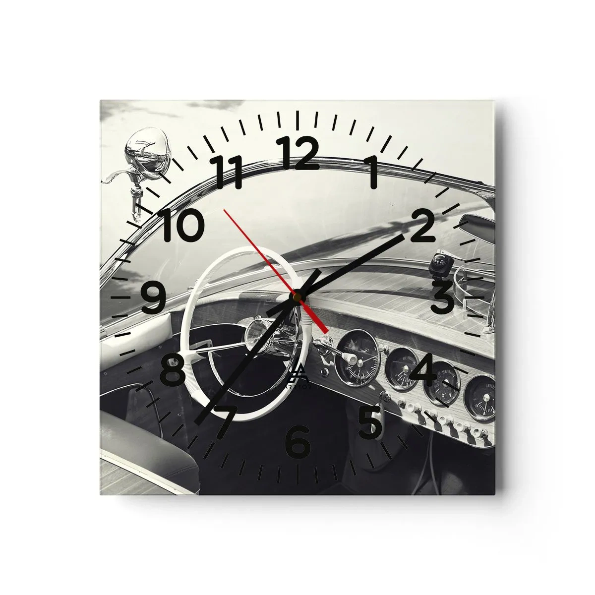 Wall clock - Clock on glass - Weather for the Rich - 30x30 cm