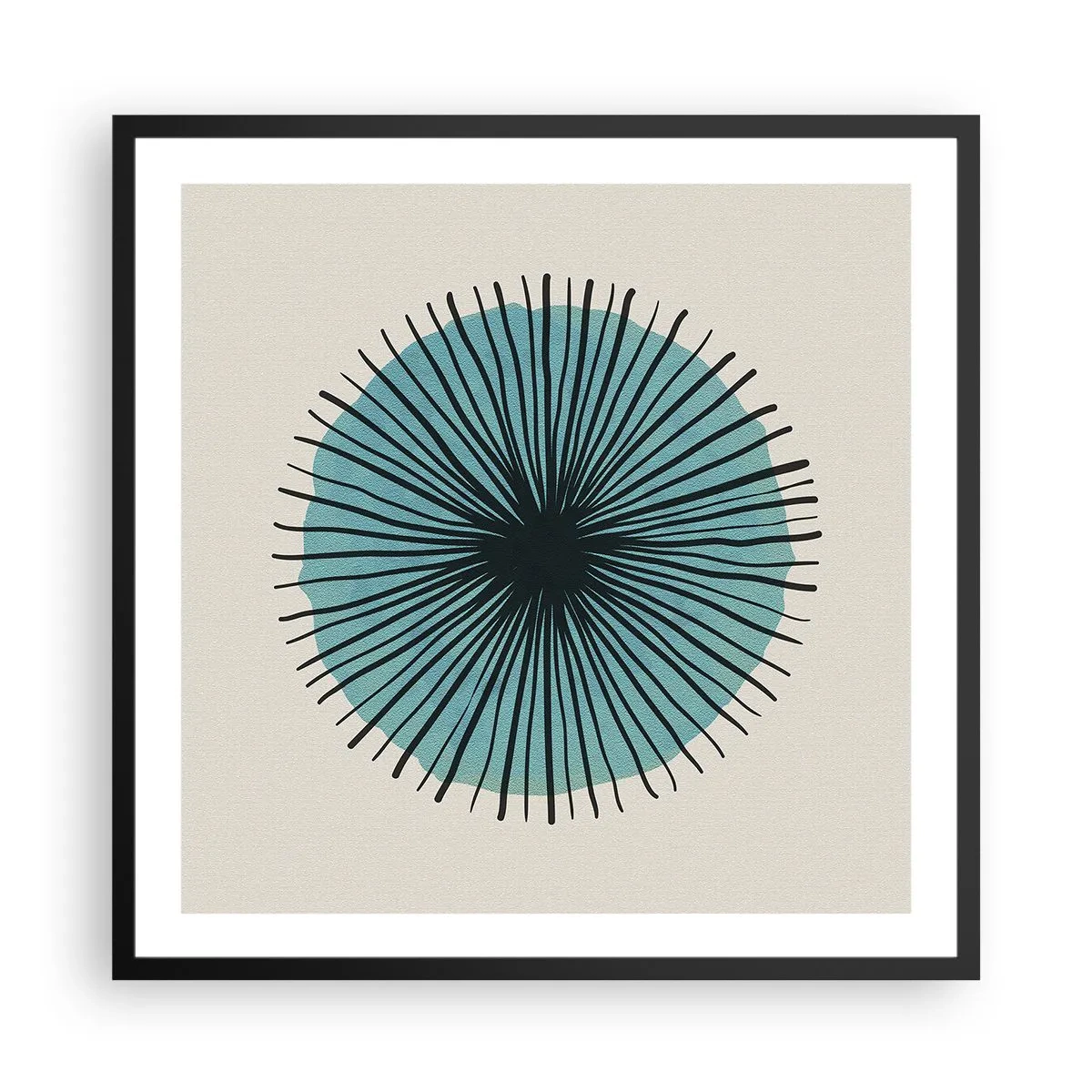 Poster in black frame - Rays on Blue - 60x60 cm