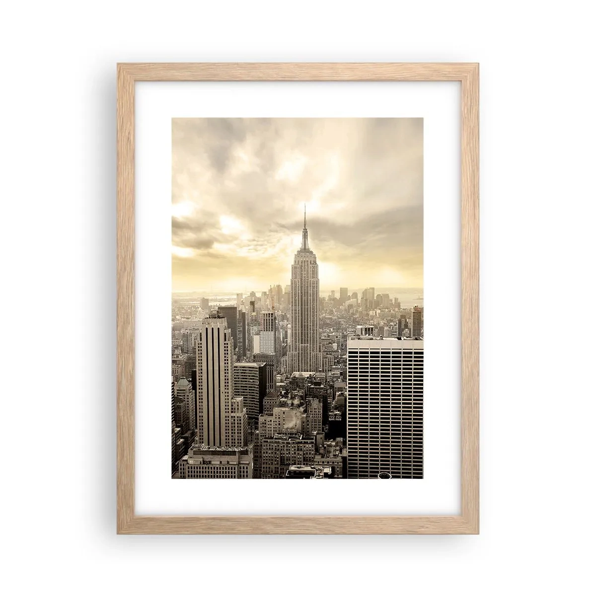 Poster in light oak frame - New York Woven in Grey - 30x40 cm