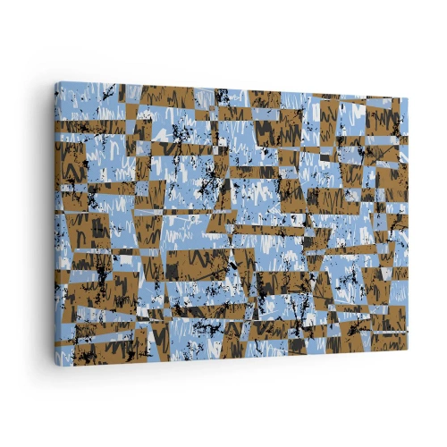 Canvas picture - An abstract composition of rectangles in shades of brown and blue. - 70x50cm - No Folklore Cutout - Modern wall decoration for the living room and bedroom ARTTOR