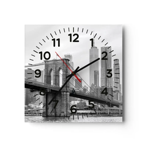 Wall clock - Clock on glass - New York Style  - 40x40 cm