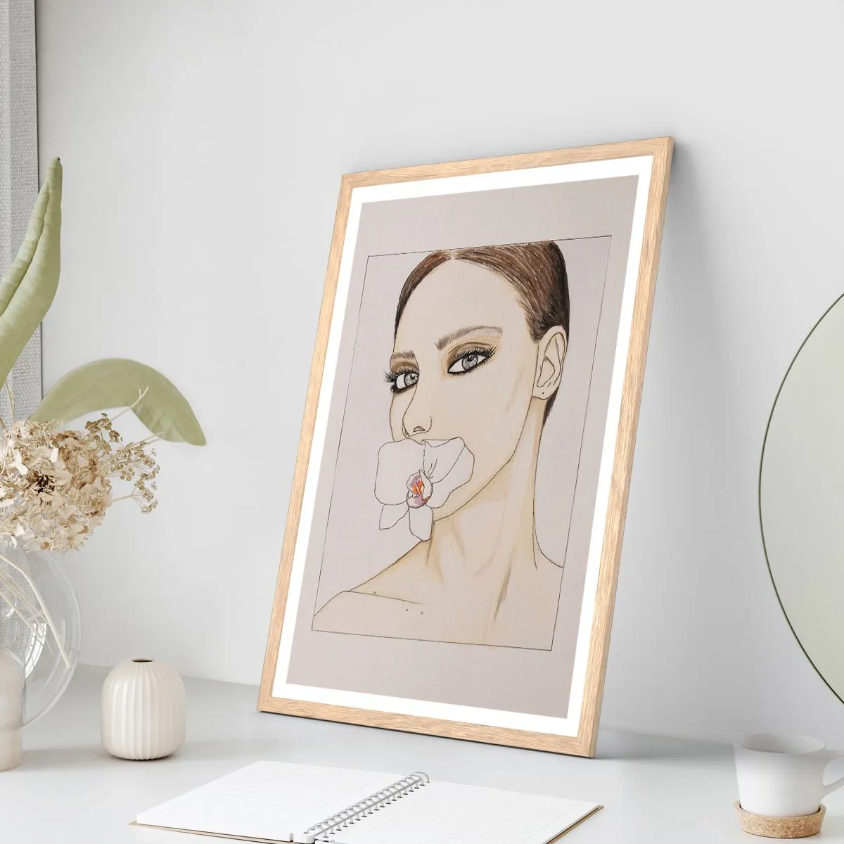 Poster in light oak frame - Symbol of Elegance and Beauty - 70x100 cm