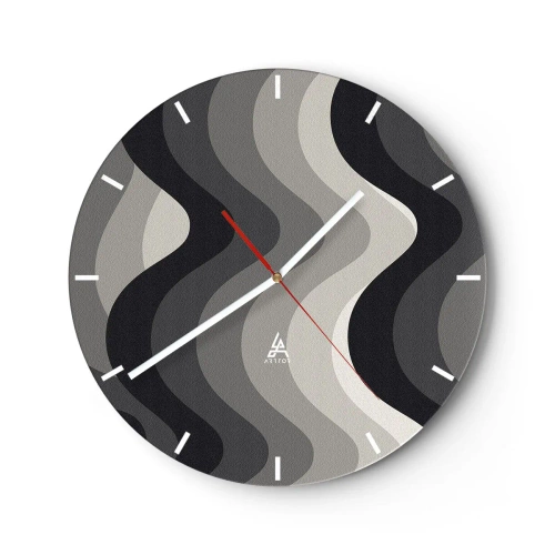 Wall clock - Clock on glass - Wave after Wave - 40x40 cm
