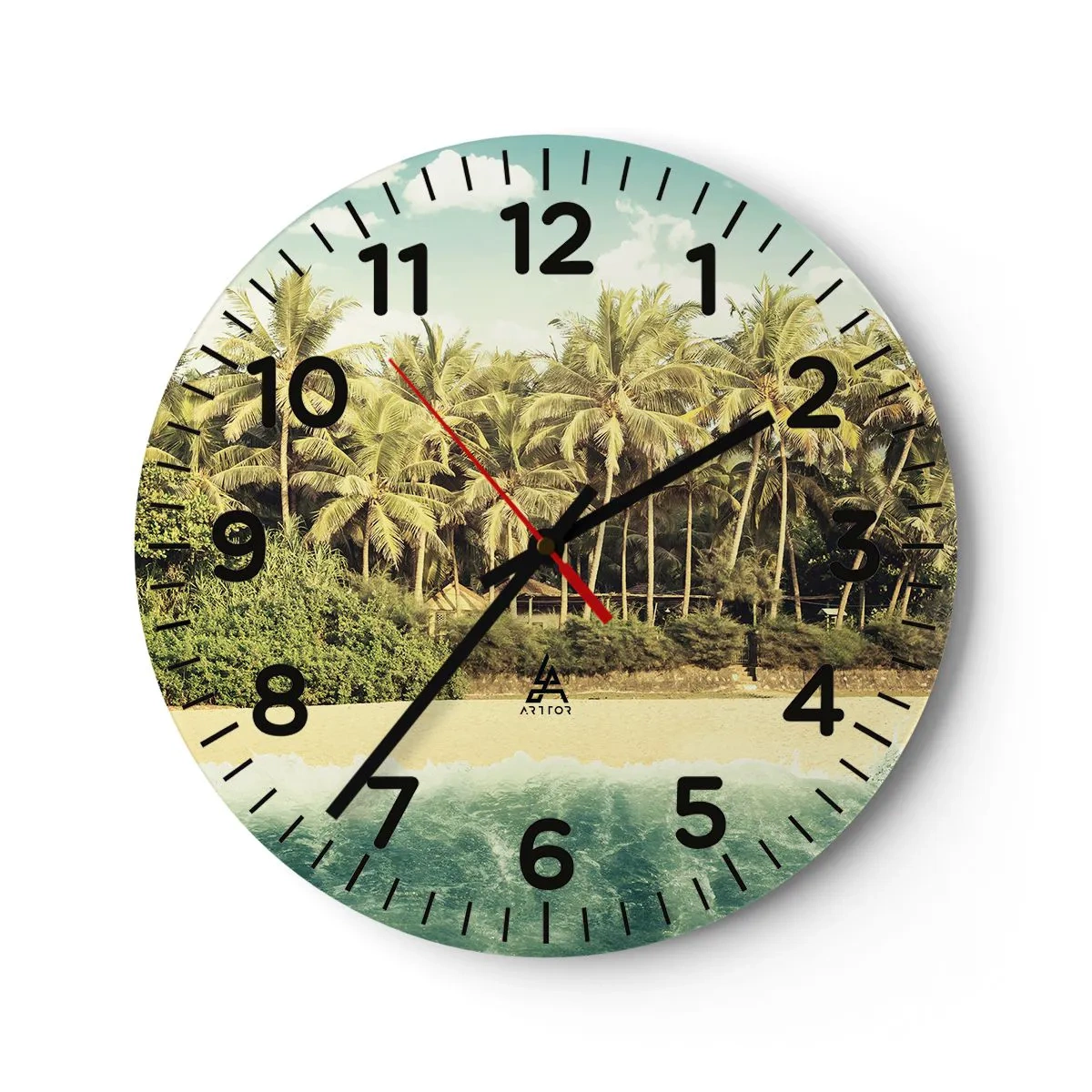 Wall clock - Clock on glass - How about Here? - 30x30 cm