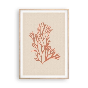 Poster in light oak frame - Coral Filigree - 70x100 cm