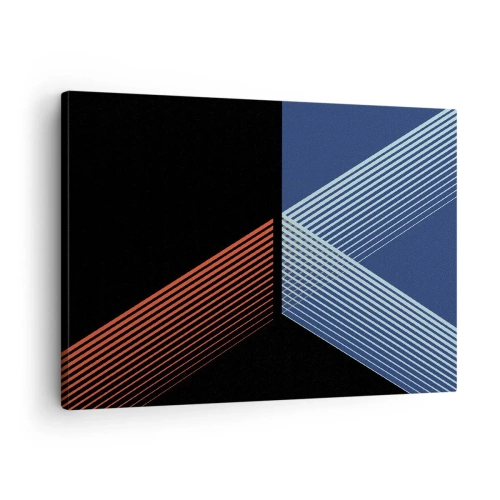 Canvas picture - Geometric lines in shades of red and blue - 70x50cm - Simple Story - Modern wall decoration for the living room and bedroom ARTTOR