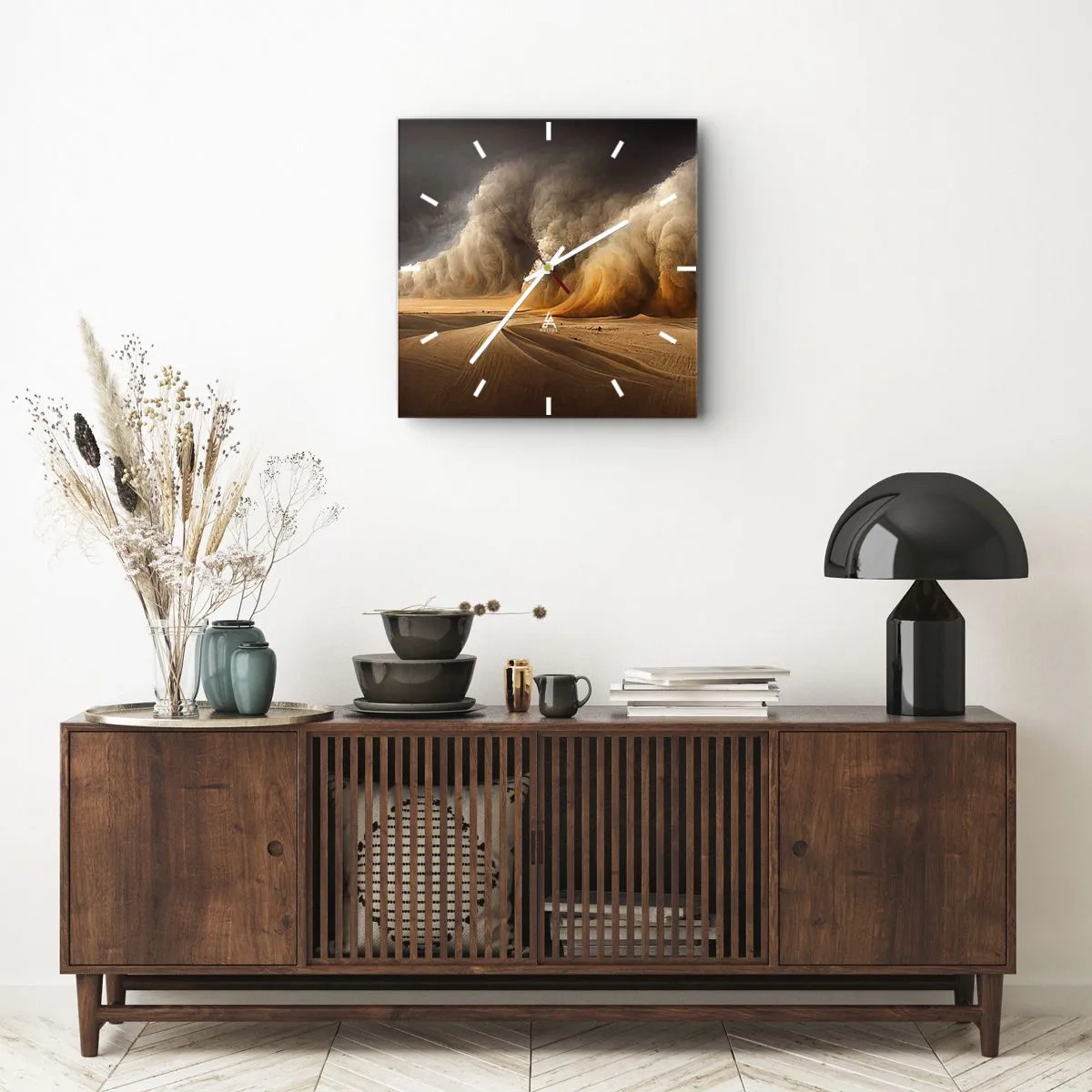 Wall clock - Clock on glass - Rage of the Desert - 30x30 cm