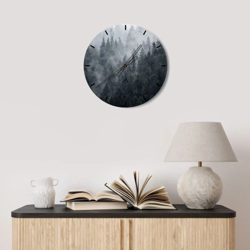 Wall clock - Clock on glass - Forest World - 30x30 cm