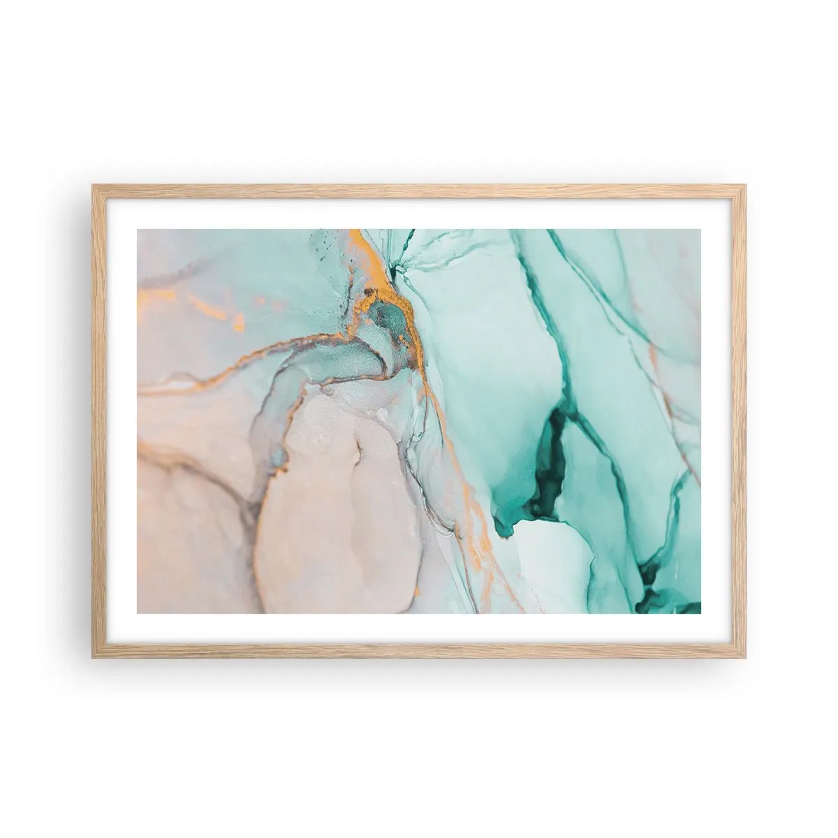 Poster in light oak frame - Dance of Shapes and Colours - 70x50 cm