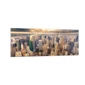 Glass picture - Metropolis in Gold - 140x50 cm