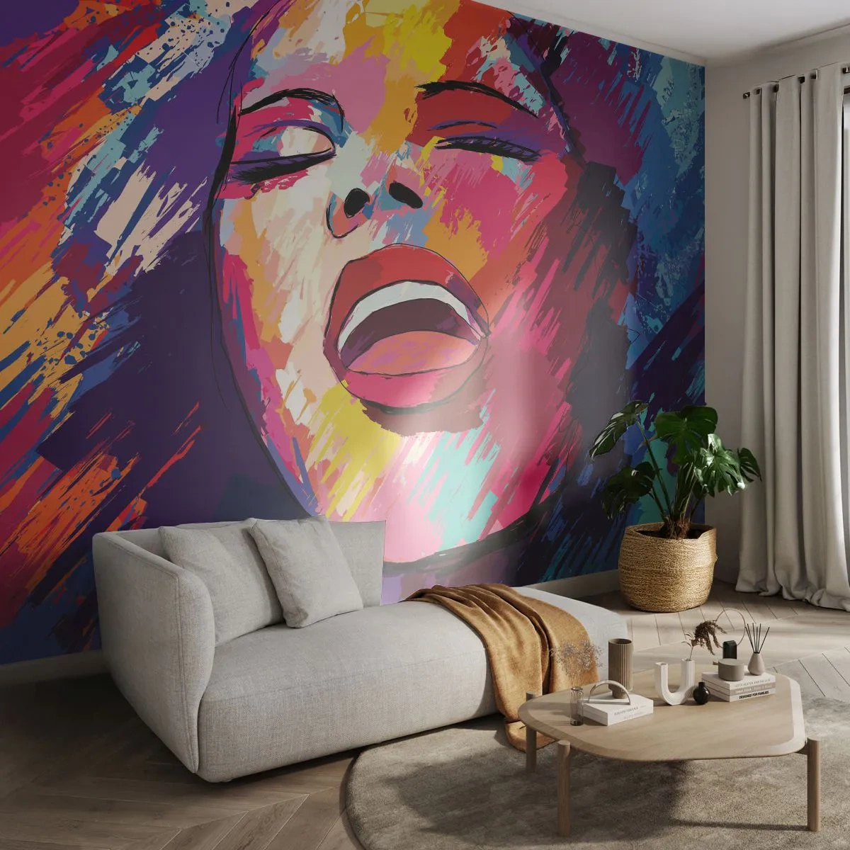 Photo Wallpaper Standard Eco - Sing Your Life Away - Singer, Abstraction, Portrait of a Woman - 450x315 cm