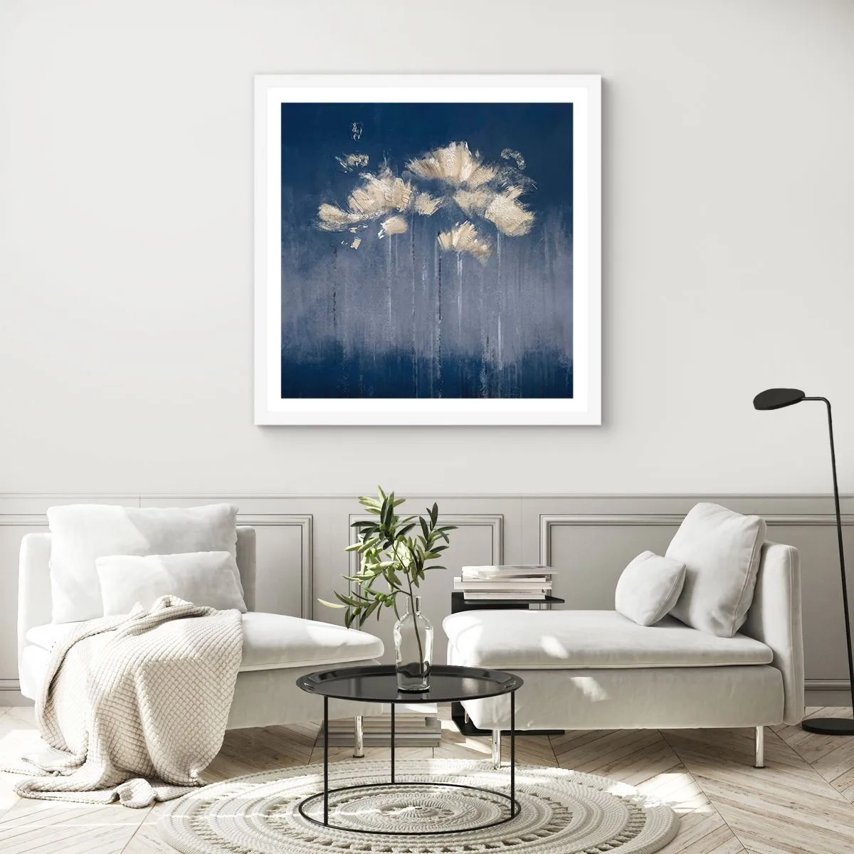 Poster in white frmae - Like Flakes in the Wind - 60x60 cm