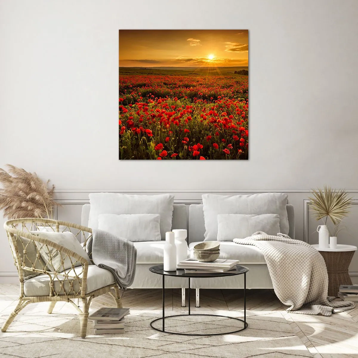 Glass picture - In the Meadow, among Flood of Flowers - 30x30 cm