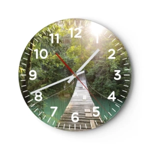 Wall clock - Clock on glass - Azure Water in Azure Forest - 40x40 cm