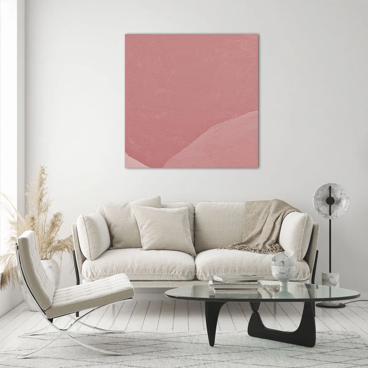Glass picture - Organic Composition In Pink - 70x70 cm