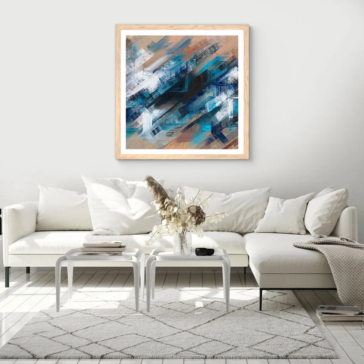 Poster in light oak frame - On the Blue Slant - 60x60 cm