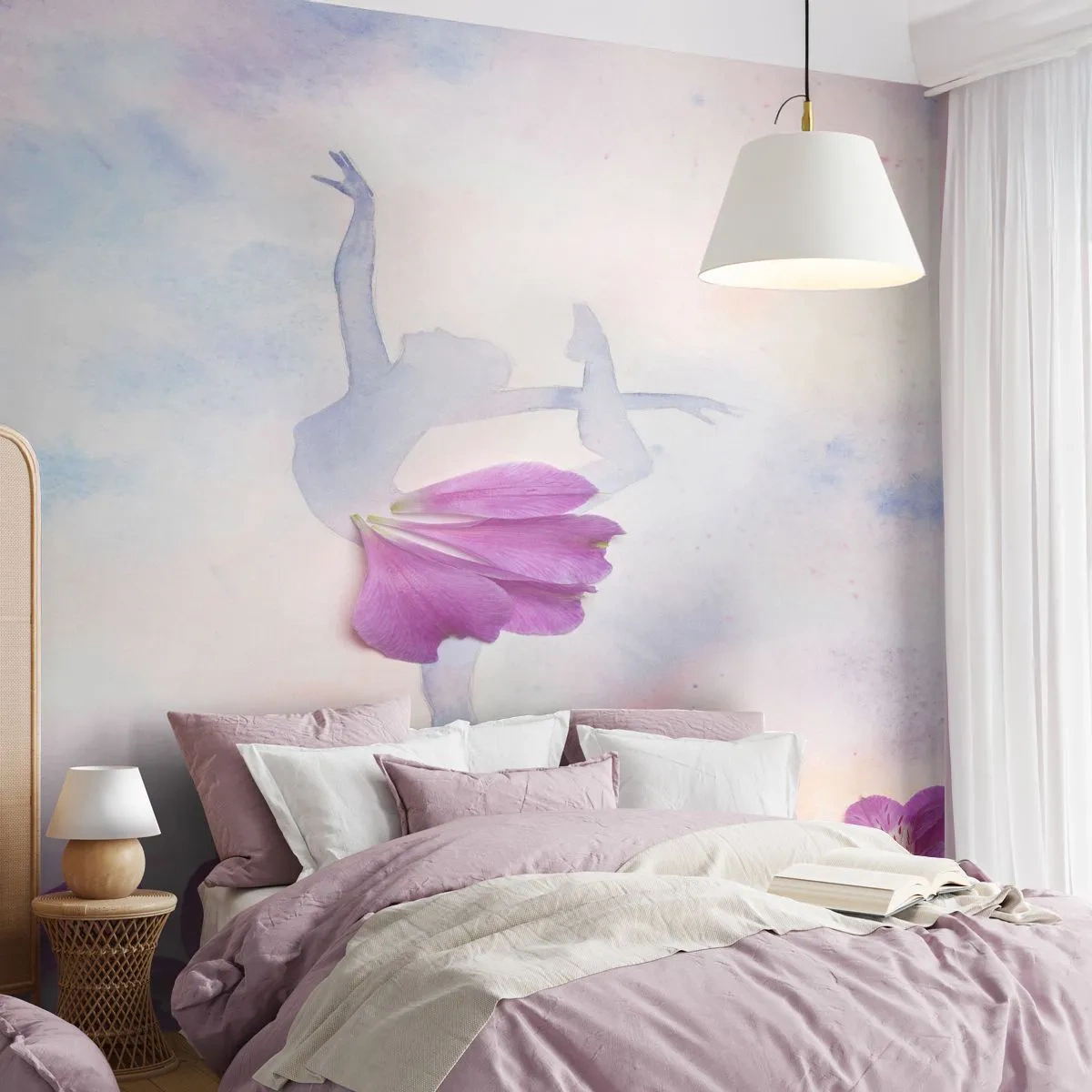 Self-Adhesive Photo Wallpaper Deluxe Sticker - Delicate Like a Flower - Abstraction, Ballerina, Dance - 200x140 cm