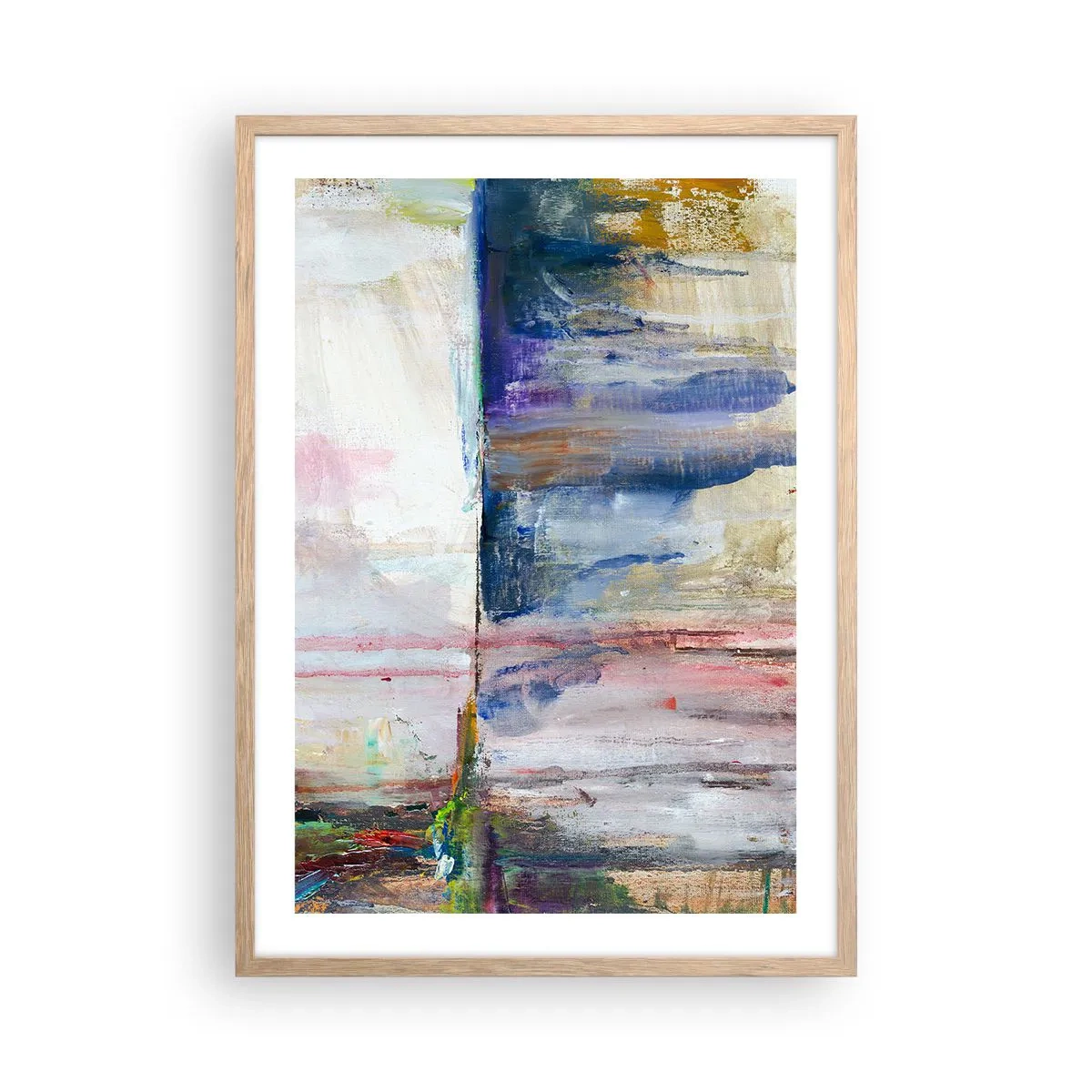 Poster in light oak frame - Colourful Impressions an Associations - 50x70 cm
