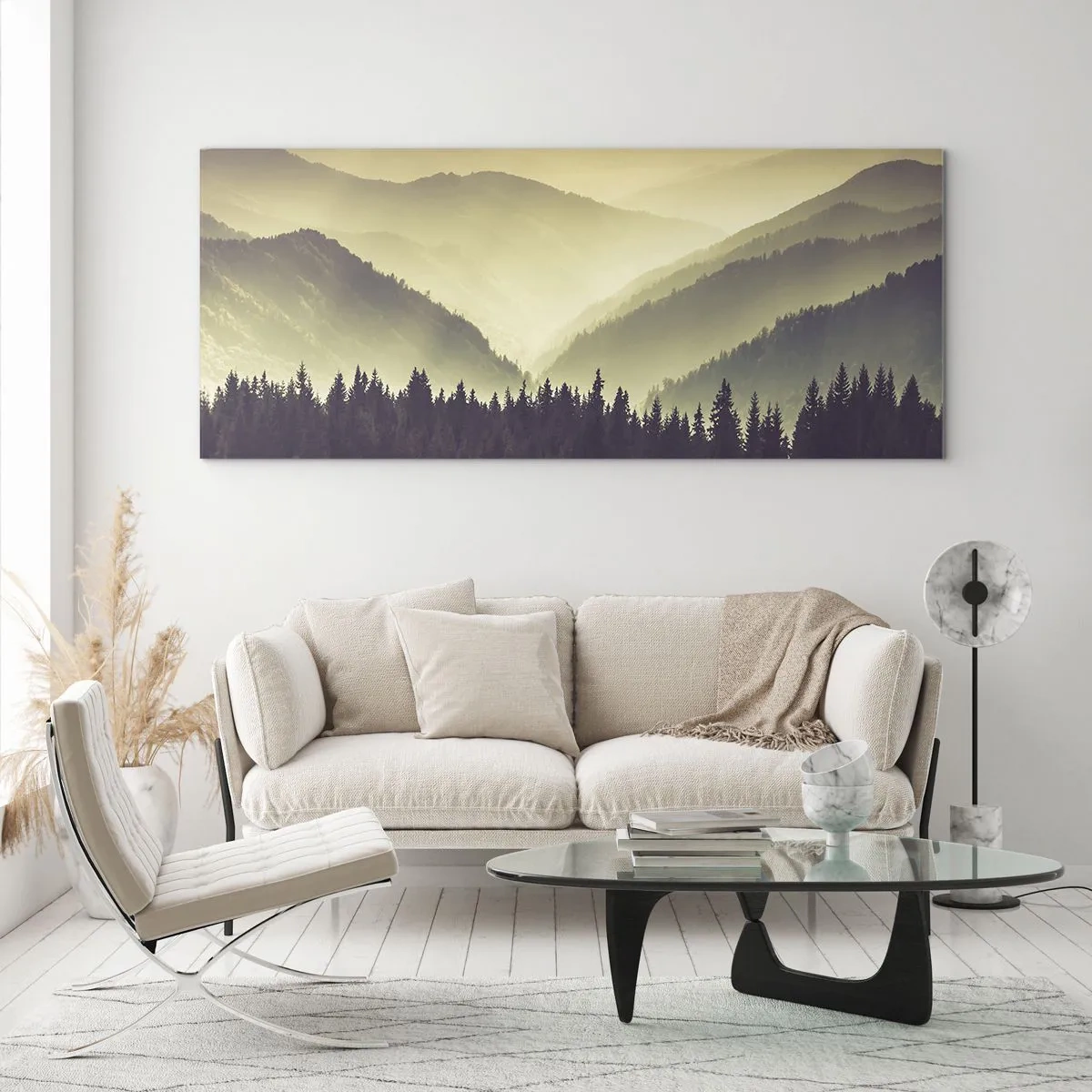 Glass picture - In a Faraway Land, Past the Mountains - 100x40 cm
