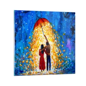 Glass picture - Magic of a Rainy Evening? - 30x30 cm