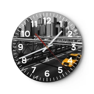 Wall clock - Clock on glass - Colour of a Big City - 40x40 cm