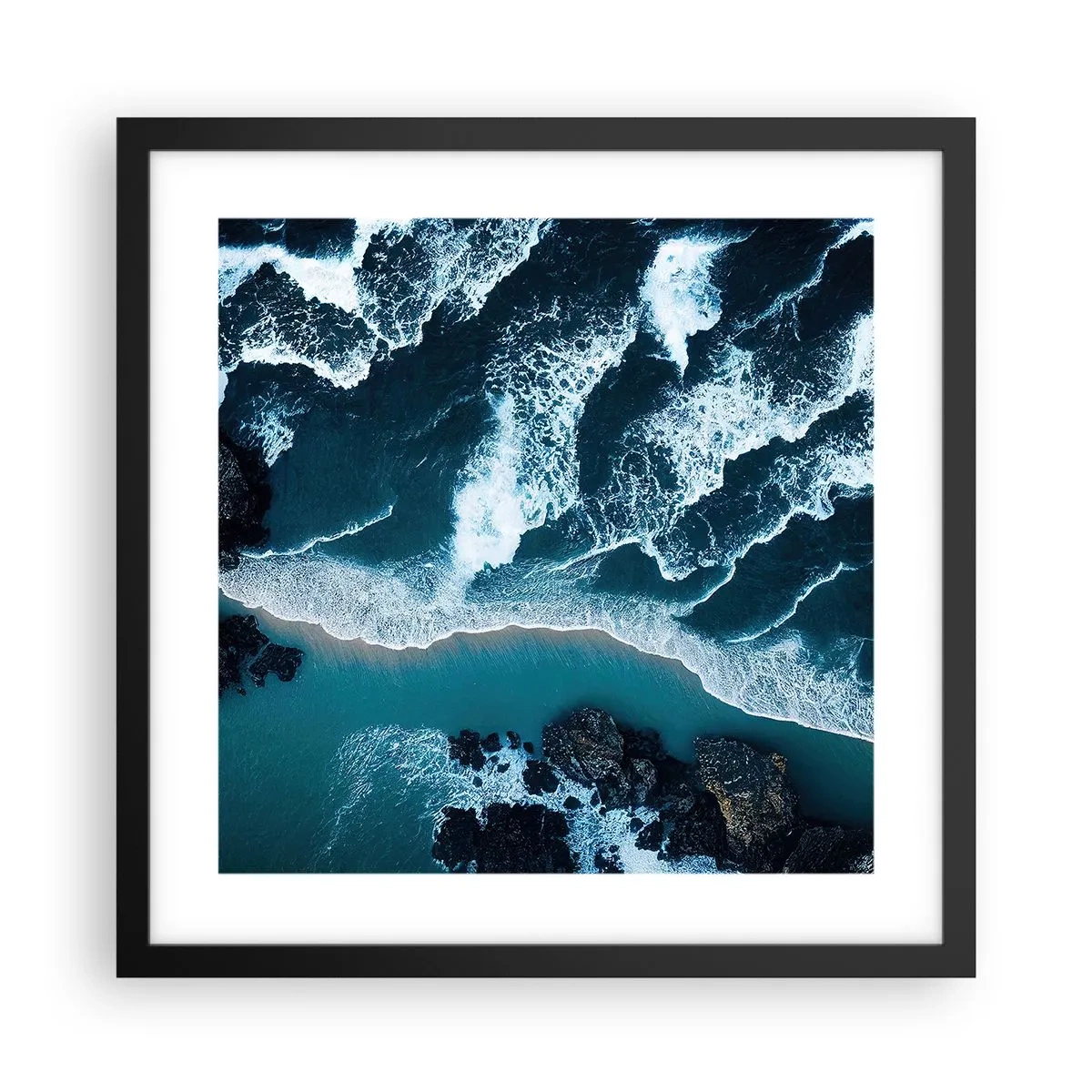 Poster in black frame - Envelopped by Waves - 40x40 cm