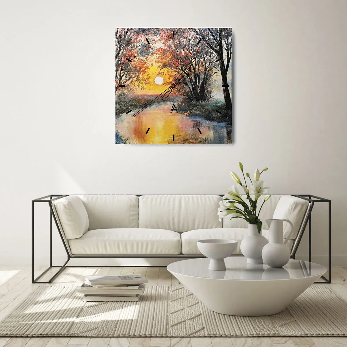 Wall clock - Clock on glass - Autumn Impressions - 30x30 cm