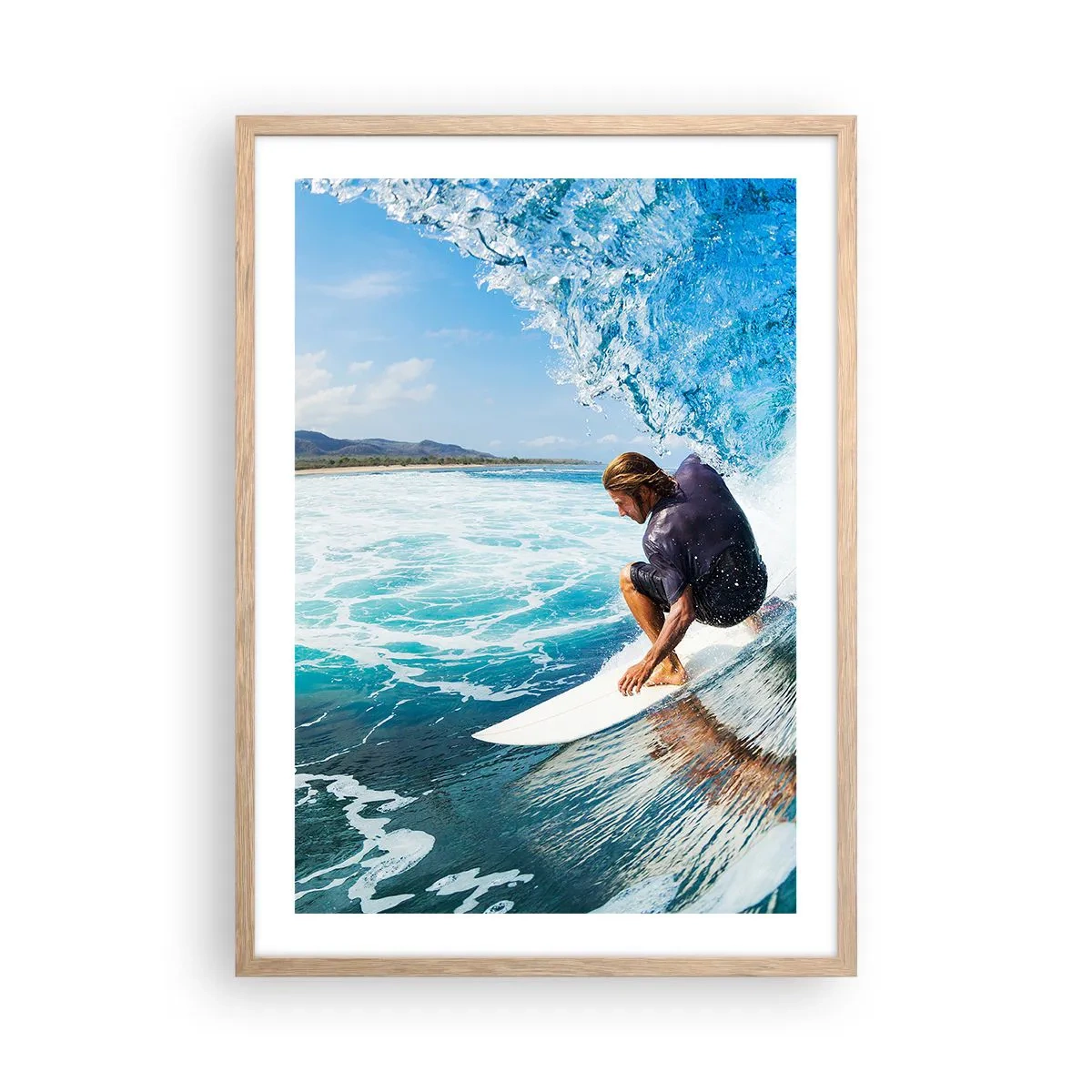 Poster in light oak frame - Dancing with Waves - 50x70 cm