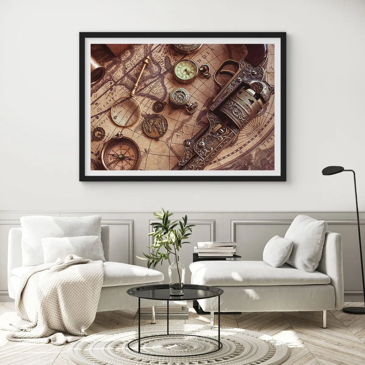 Poster in black frame - Adventure Calls - 100x70 cm