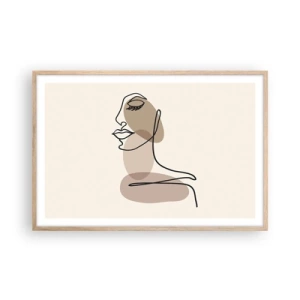 Poster in light oak frame - Listening to Herself - 91x61 cm
