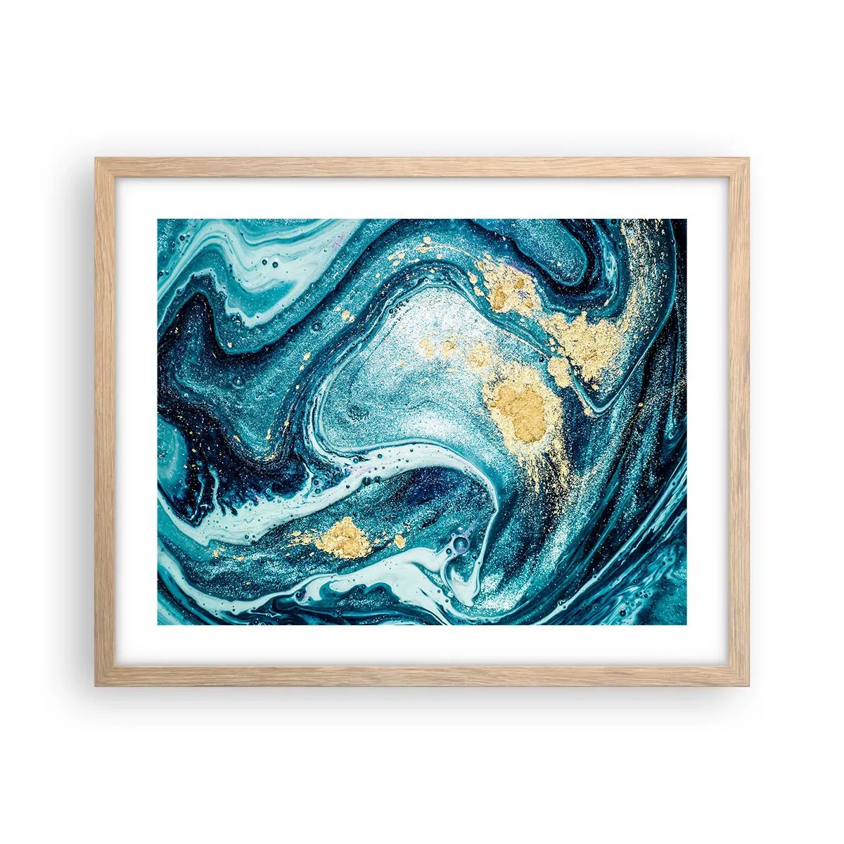 Poster in light oak frame - Blue Whirl - 50x40 cm