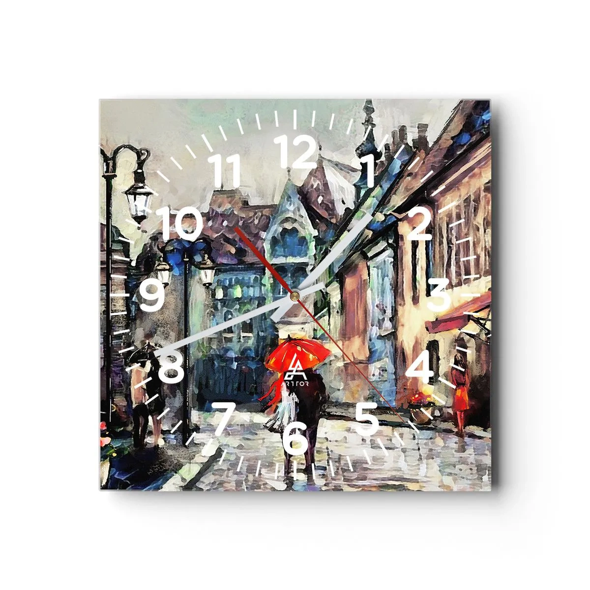 Wall clock - Clock on glass - Rain for Two - 30x30 cm