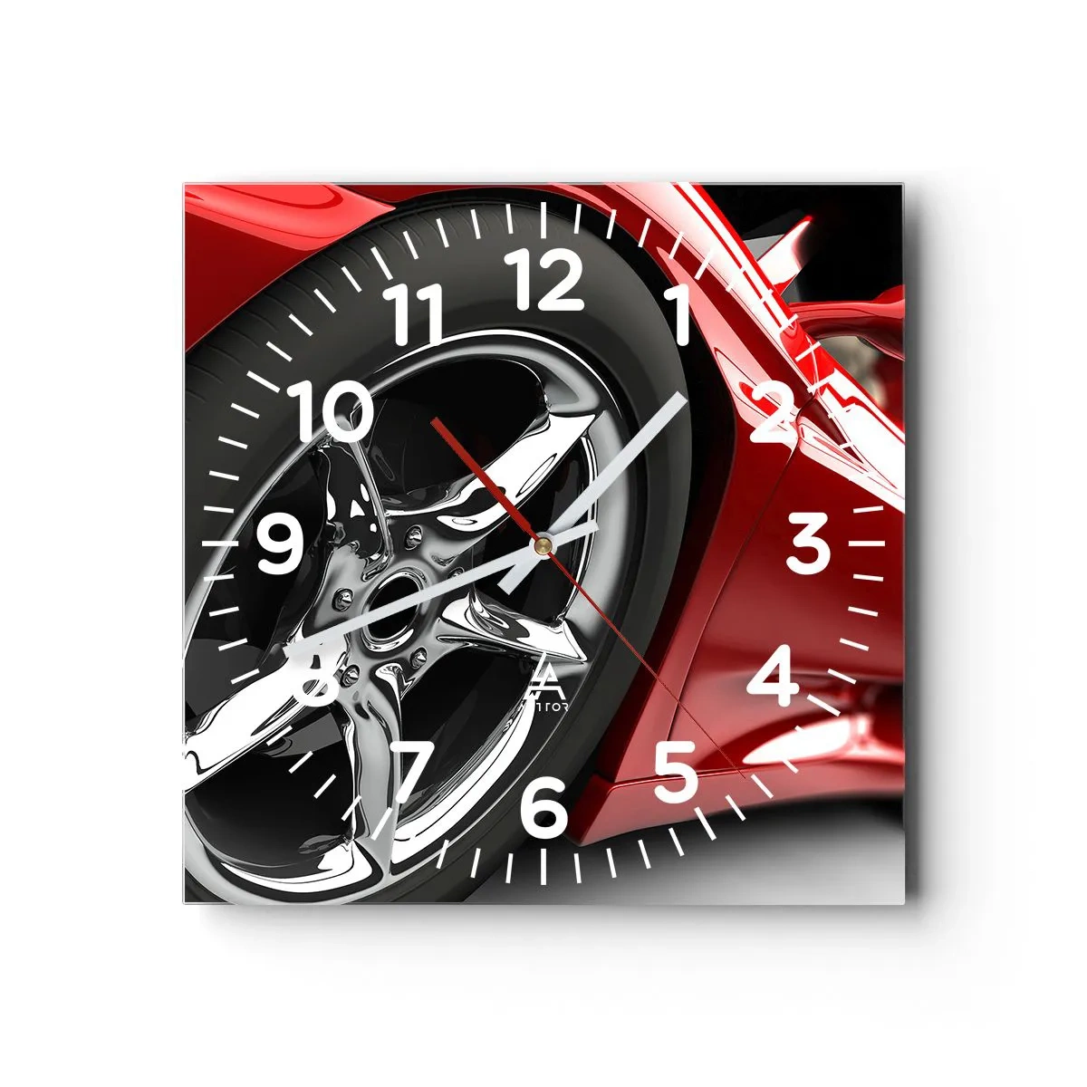 Wall clock - Clock on glass - Born to Be Fast - 30x30 cm