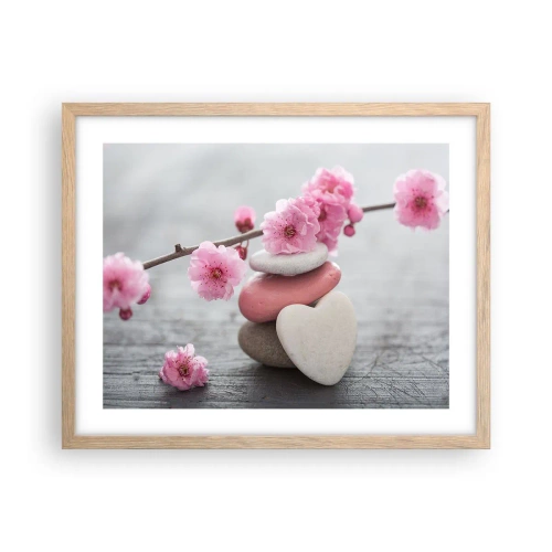 Poster in light oak frame - Bliss with Cherry Blossom - 50x40 cm