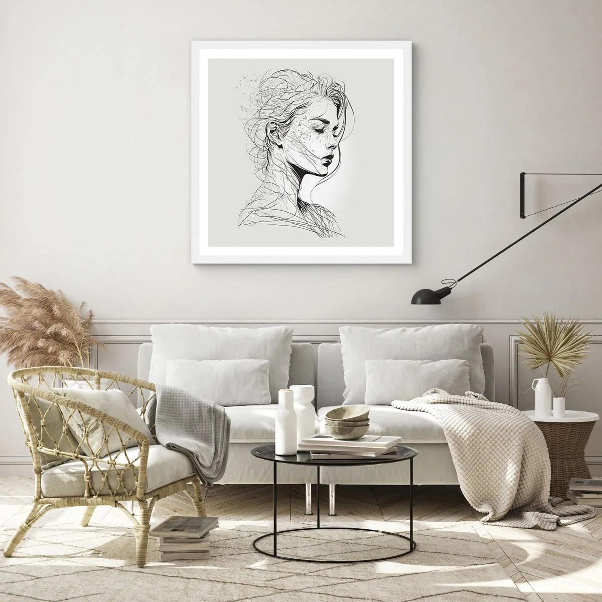 Poster in white frmae - Portrait in Thoughts - 30x30 cm