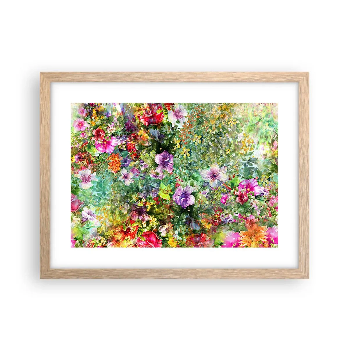 Poster in light oak frame - Lost in the Flowers - 40x30 cm