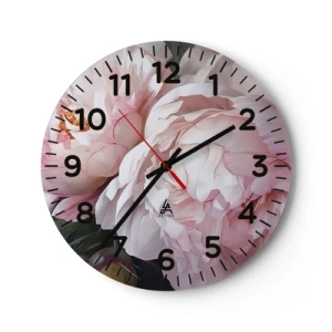 Wall clock - Clock on glass - Captured in Full Bloom - 30x30 cm