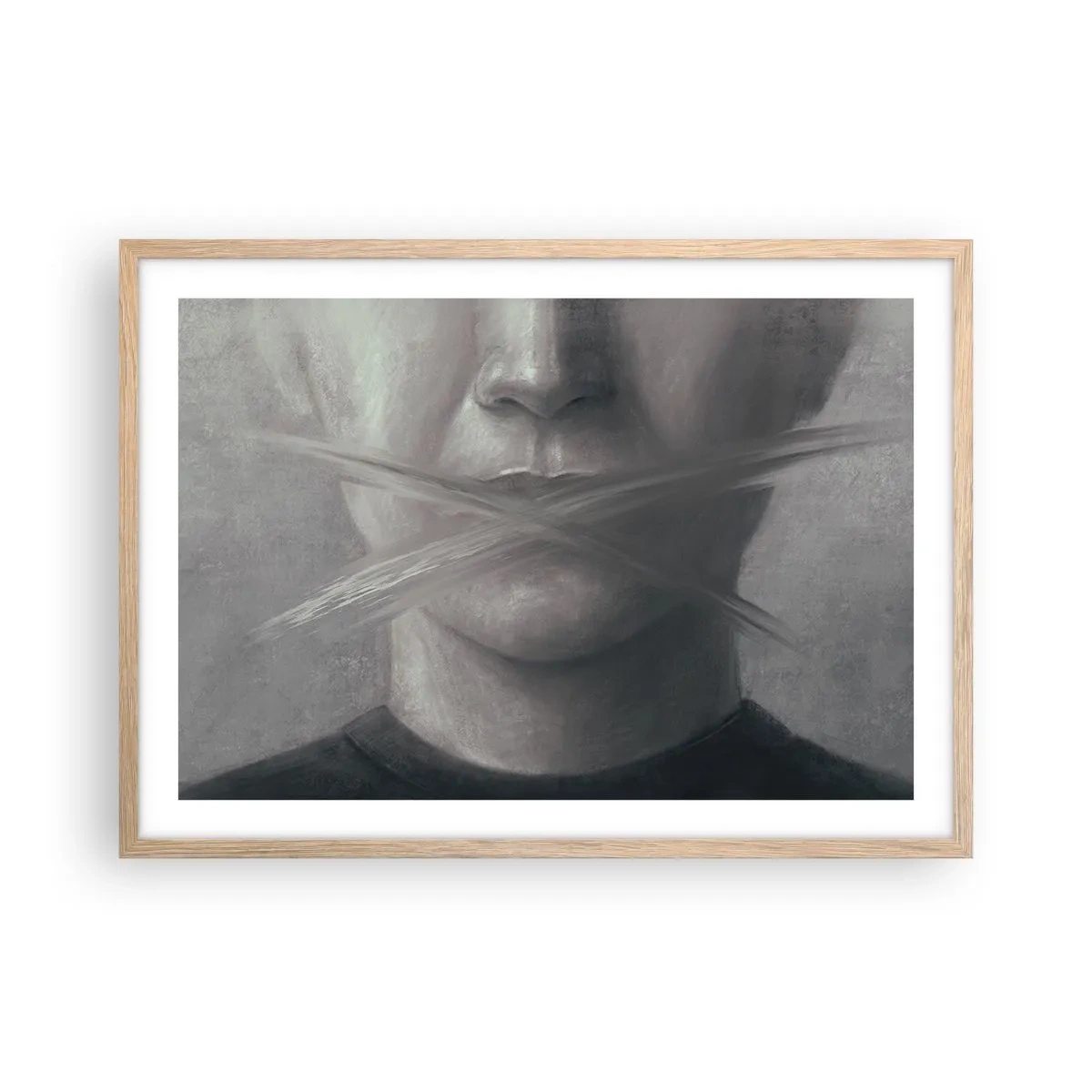 Poster in light oak frame - Not a Word - 70x50 cm