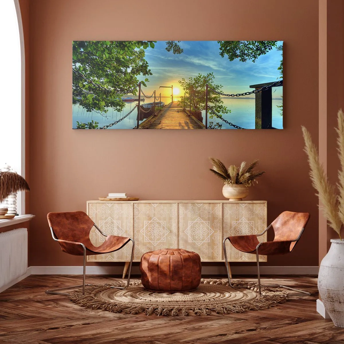 Canvas picture - Sunset by the Water - 120x50 cm