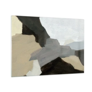 Glass picture - A modern abstract composition in shades of gray - 70x50cm - Abstract: Crossroads of Grey - Modern wall decoration for the living room and bedroom ARTTOR