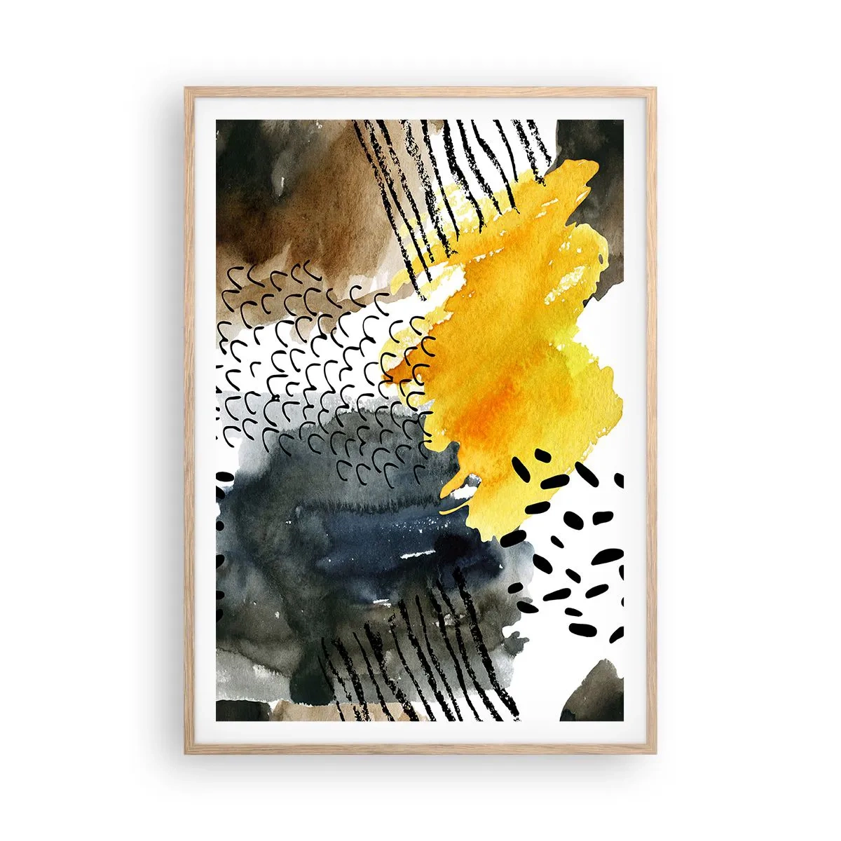 Poster in light oak frame - Meeting of Elements - 70x100 cm