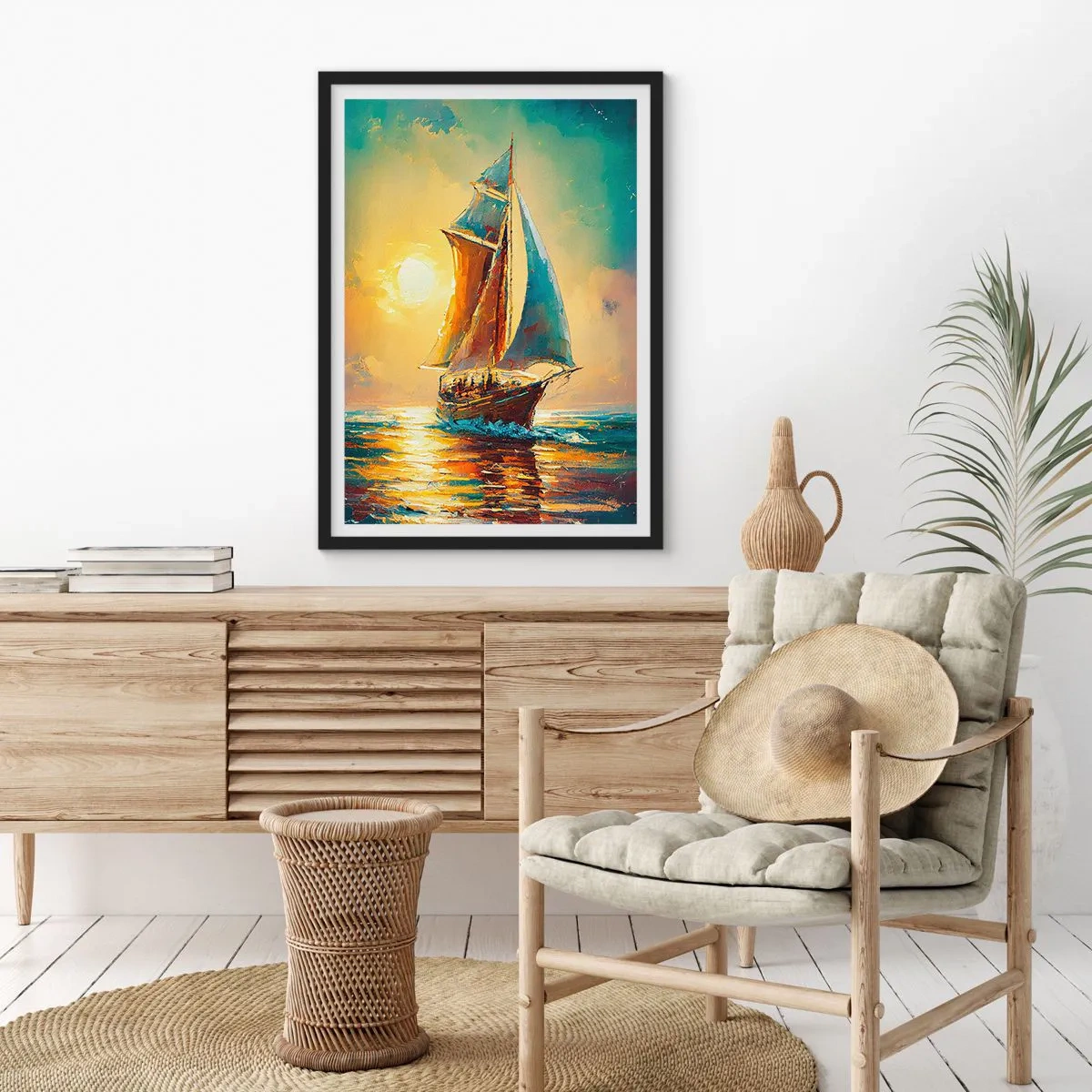 Poster in black frame - Under Full Sails - 30x40 cm