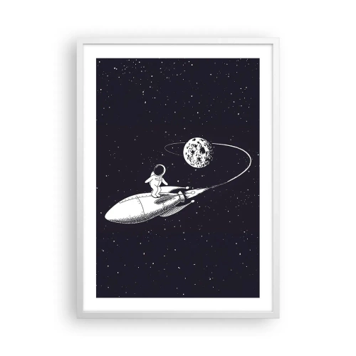 Poster in white frmae - Space Surfer - 50x70 cm