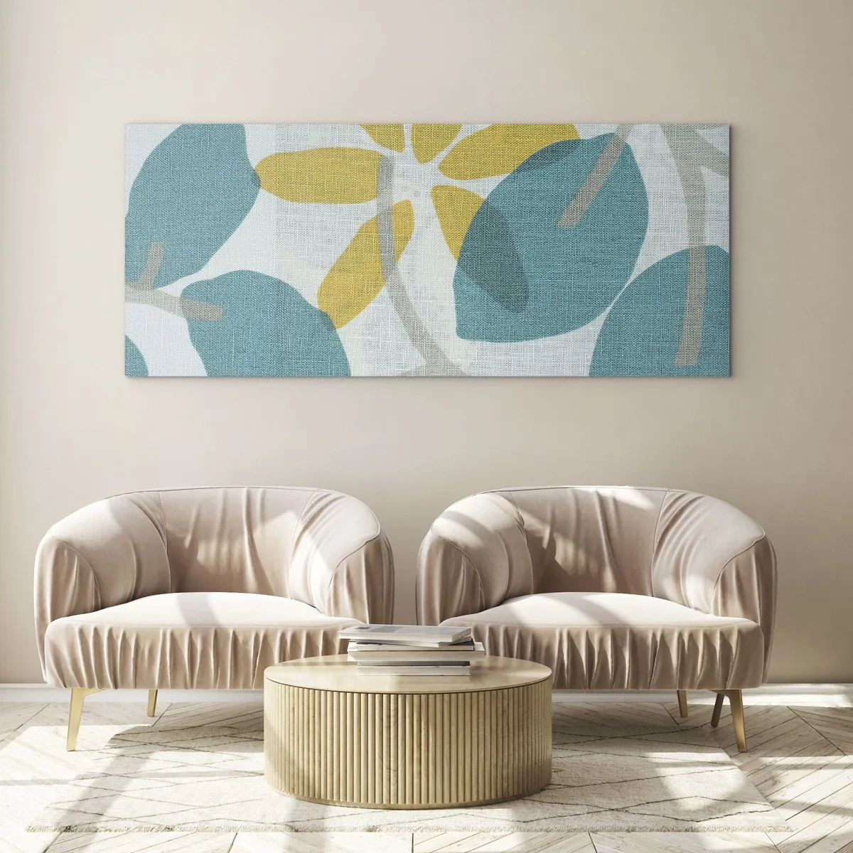 Glass picture - Among Azure Leaves - 100x40 cm