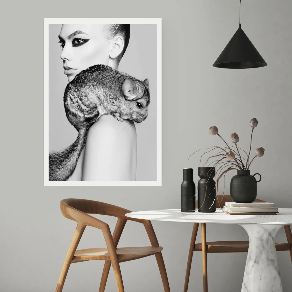 Poster - Lady with a Chinchilla - 40x50 cm