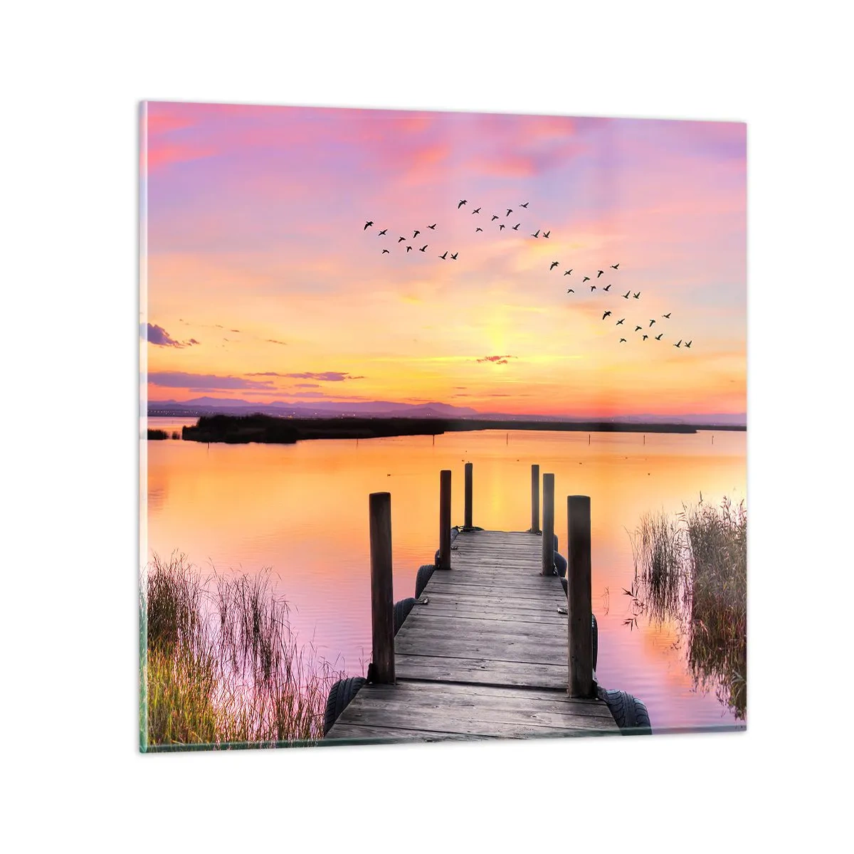 Glass picture - Violet Quiet Dawn - 50x50 cm